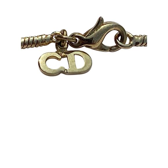 Authentic Dior Vintage Gold-Tone Logo Charm Necklace - Picture 5 of 11